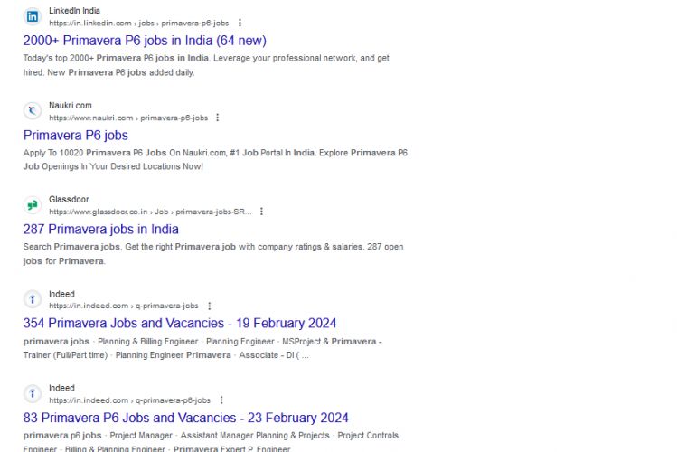 Primavera internship jobs in Kozhikode